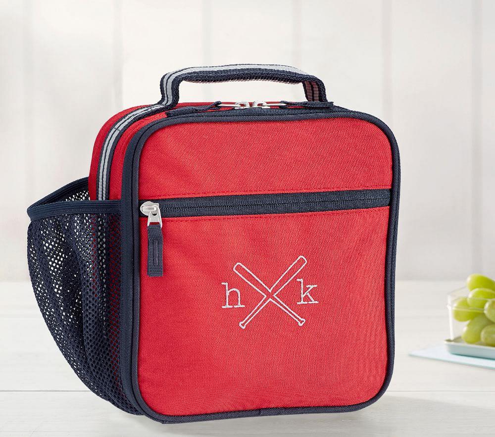 Mackenzie Red Navy Trim Solid Classic Lunch Box